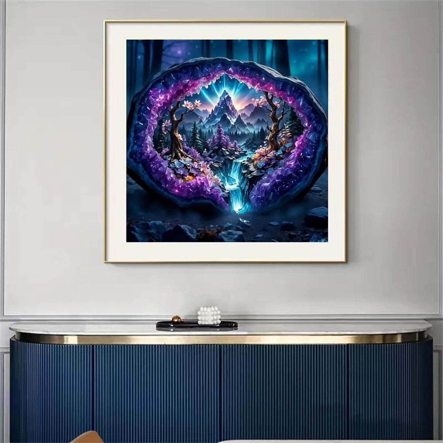 Waterfall Diamond Painting Kits for Adults,Crystal Forest Iandscape 5D Diamond Art Kits for Beginners, DIY Full Drill Scenery with Gem Art Home Wall Decor12X12Inch