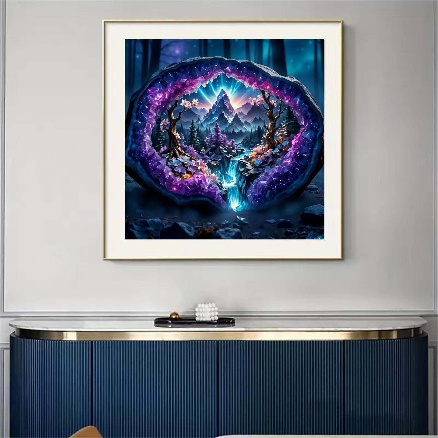 Waterfall Diamond Painting Kits for Adults,Crystal Forest Iandscape 5D Diamond Art Kits for Beginners, DIY Full Drill Scenery with Gem Art Home Wall Decor12X12Inch