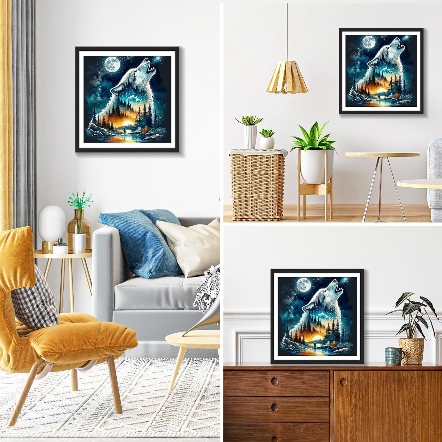 5D Wolf Diamond Painting Kits for Adults, Full round Drill Fantasy Diamond Art Kits, Crystal Art Kits for Home Wall Decor Gifts 30X30Cm